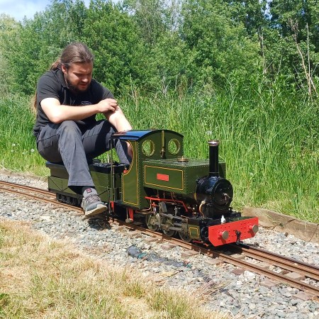 Locomotive running on Riverside Miniature Railway, St Neots, England