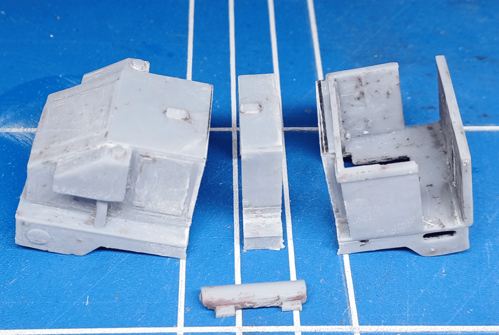 Cutting a 3D printed locomotive body to shorten it