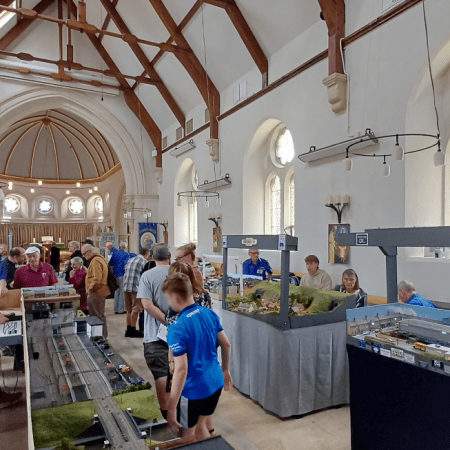 Model railway exhibition in St Mary's church March, Cambrigeshire, England
