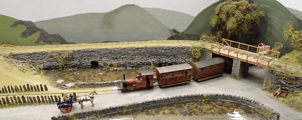 Melinau'r Abaty model railway layout in 0-16.5, inspired by the Corris and Talyllyn Railways.
