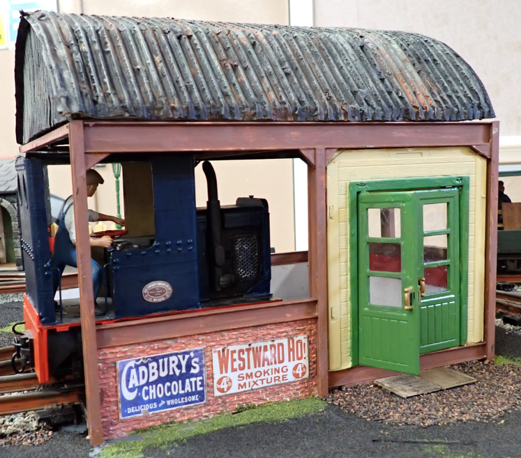 Scratch built locomotive shed on SM32 model railway layout