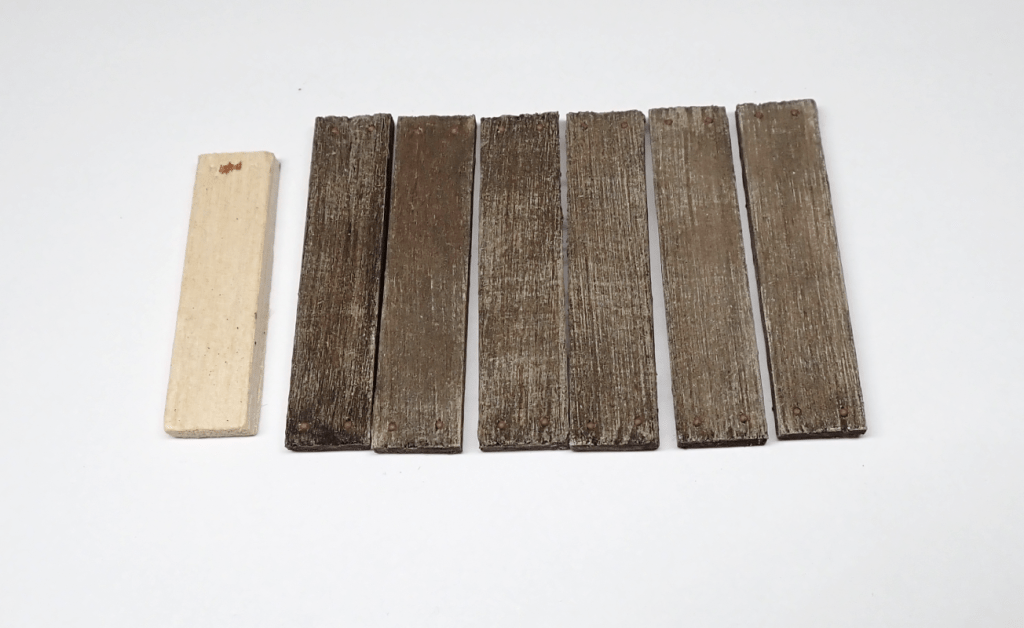 Balsa wood to create planking for a 16mm narrow gauge flat wagon