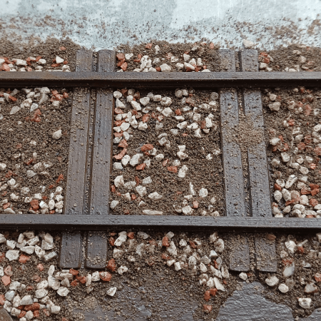 Ballast on a SM32 narrow gauge micro model railway layout.